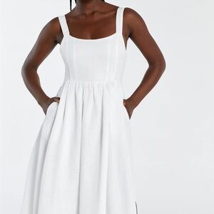 NWT DISSH white linen midi dress